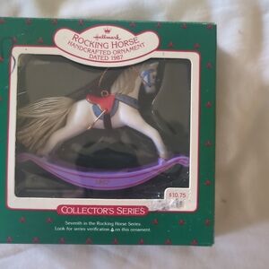 Hallmark 1987 Rocking Horse Ornament with Red and Blue Accents